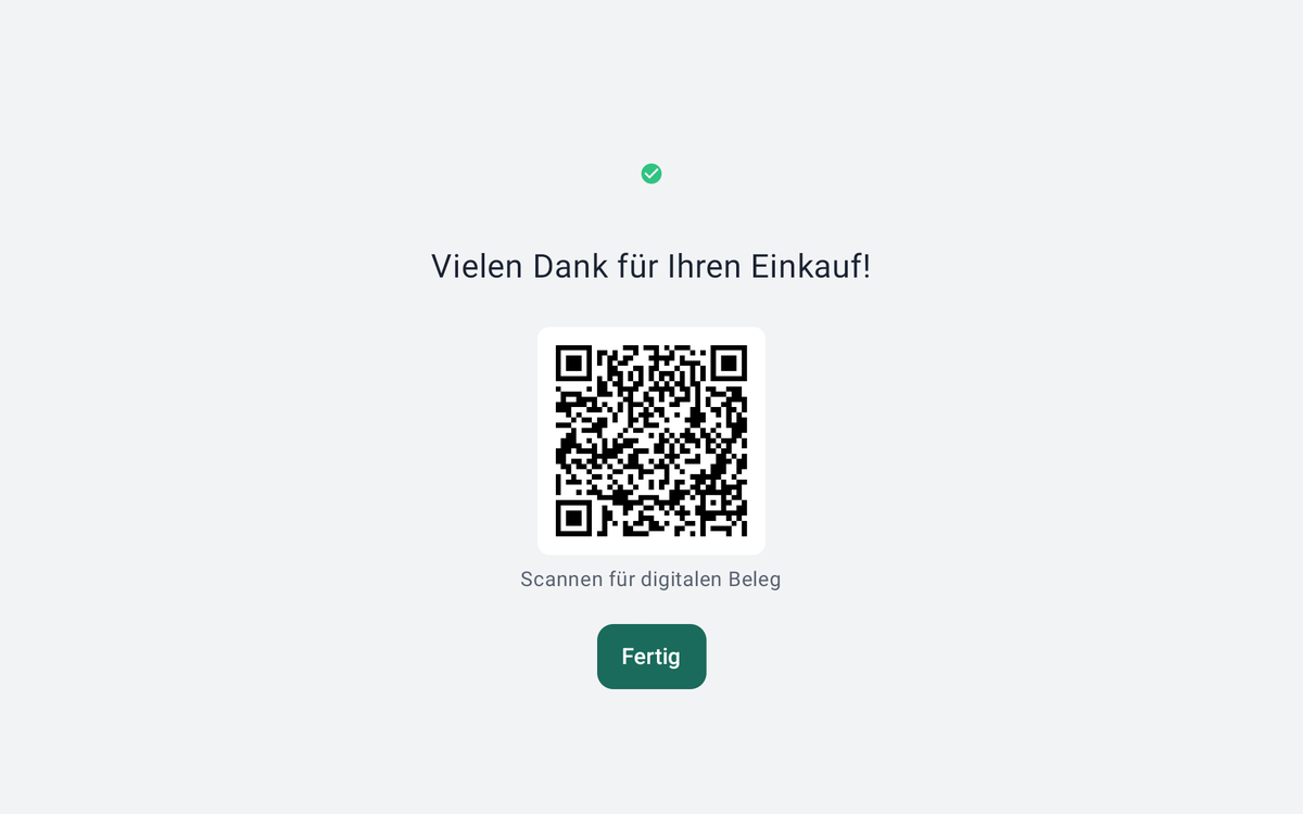 Kiosk Schritt 3: digitaler Beleg per QR-Code
